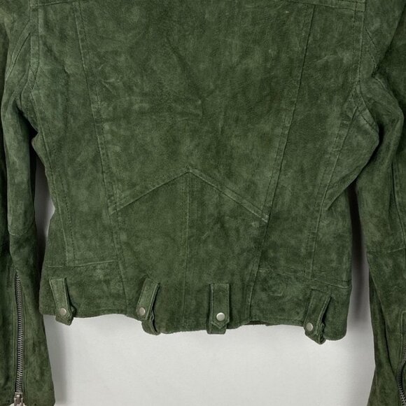 BlankNYC 100% Leather Green Moto Biker Jacket Suede Size XS Silver Hardware Boho - Picture 12 of 16